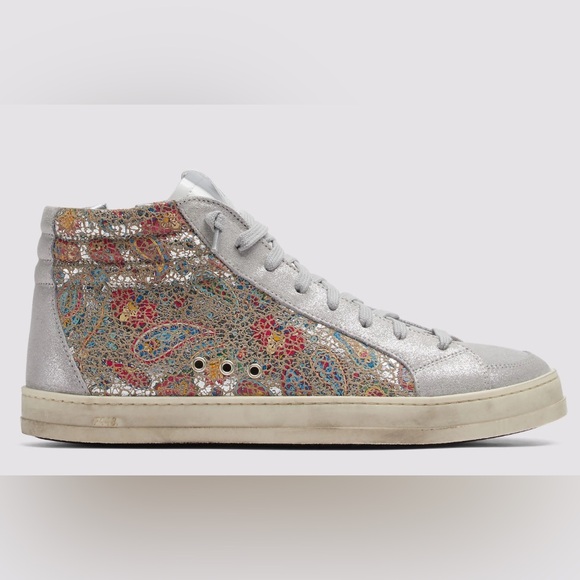 P448 John Metallic Paisley High Top Skate Size Sneakers 37 - Picture 2 of 15
